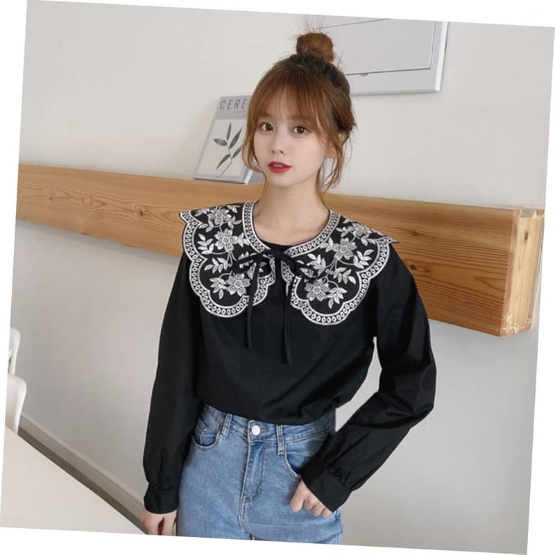 طوق مطرز بأسلوب ريترو للنساء، وشاح زخرفي أنيق، إكسسوار للبلوزات والقمصان - Image 4